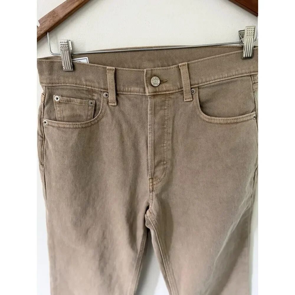 GAP Cheeky Straight High Rise 28 6P Pants Khaki Womans Denim Brown Raw Hem